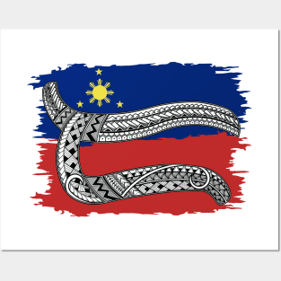 Philippine Flag Tribal line Art / Baybayin word DA / RA Posters and Art